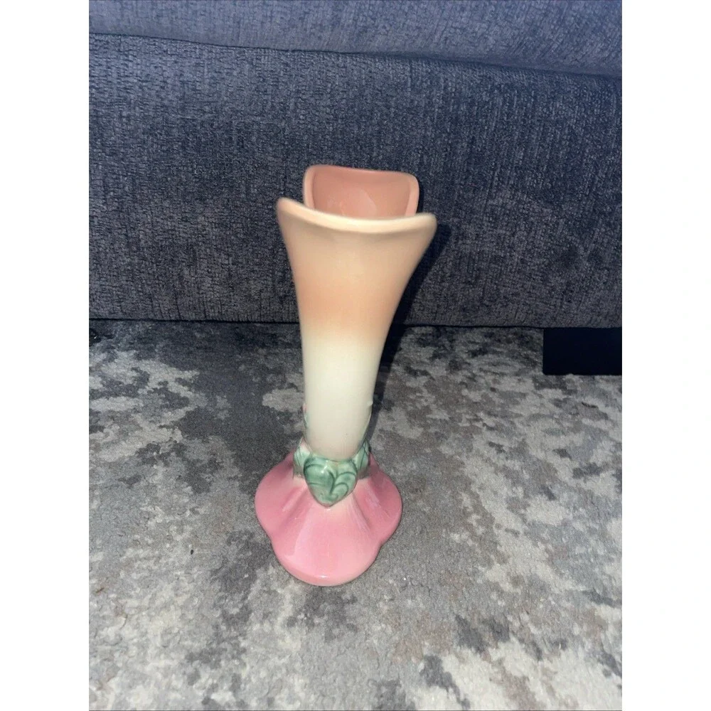 Vintage Hull Pottery W15 Double Vase Woodland Pink Floral 1940s Cottagecore